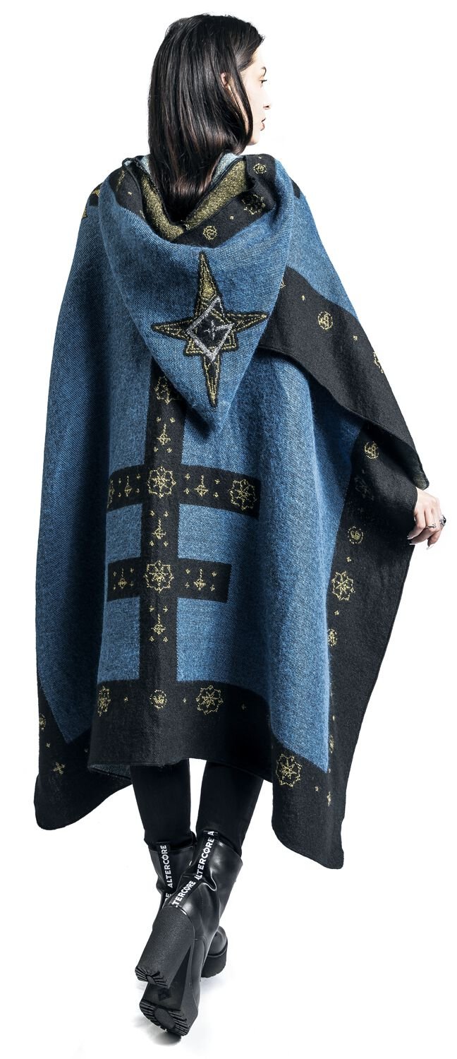 Ghost - Cardigan Cape Black & Blue Poncho Jacket - Image 6