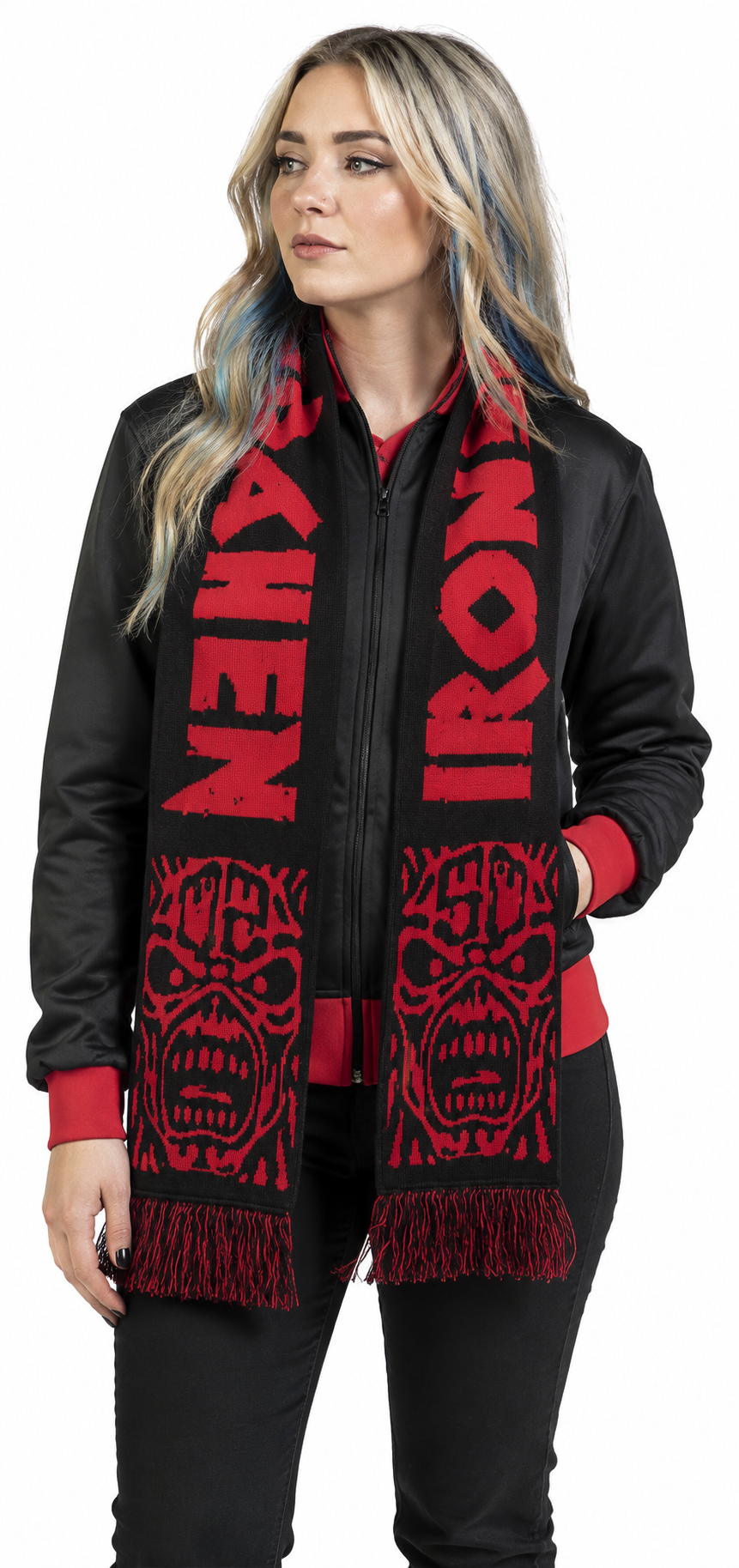 Iron Maiden - Red & Black Soccer Scarf – Official Licensed Band Merch - Image 4