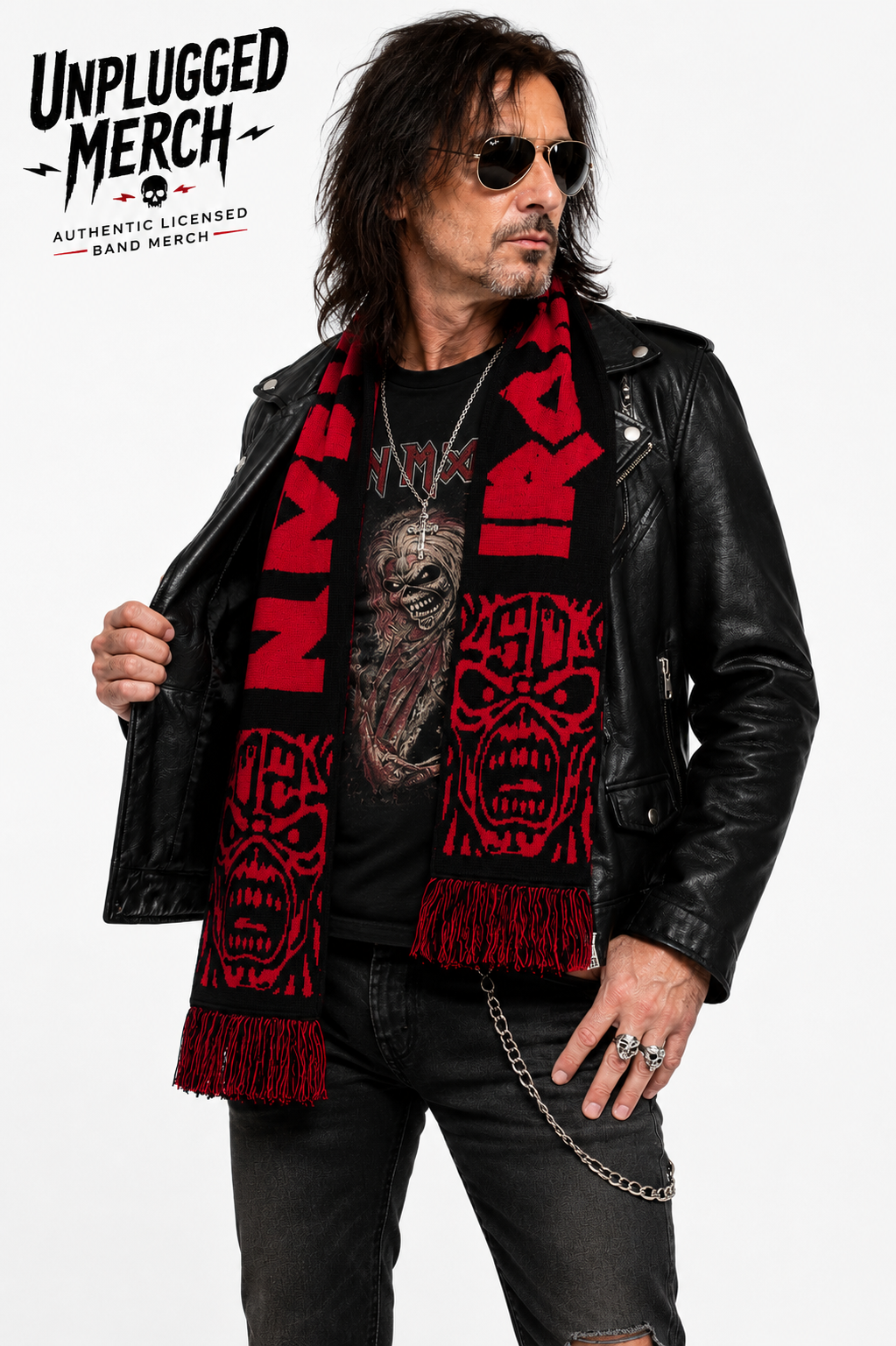 Iron Maiden - Red & Black Soccer Scarf – Official Licensed Band Merch - Image 5